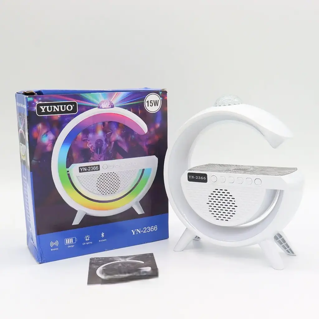 Лампа-нічник з бездротовою зарядкою YN-2366 дискокуля розумний RGB світильник музична колонка 15Вт Білий - фото 6