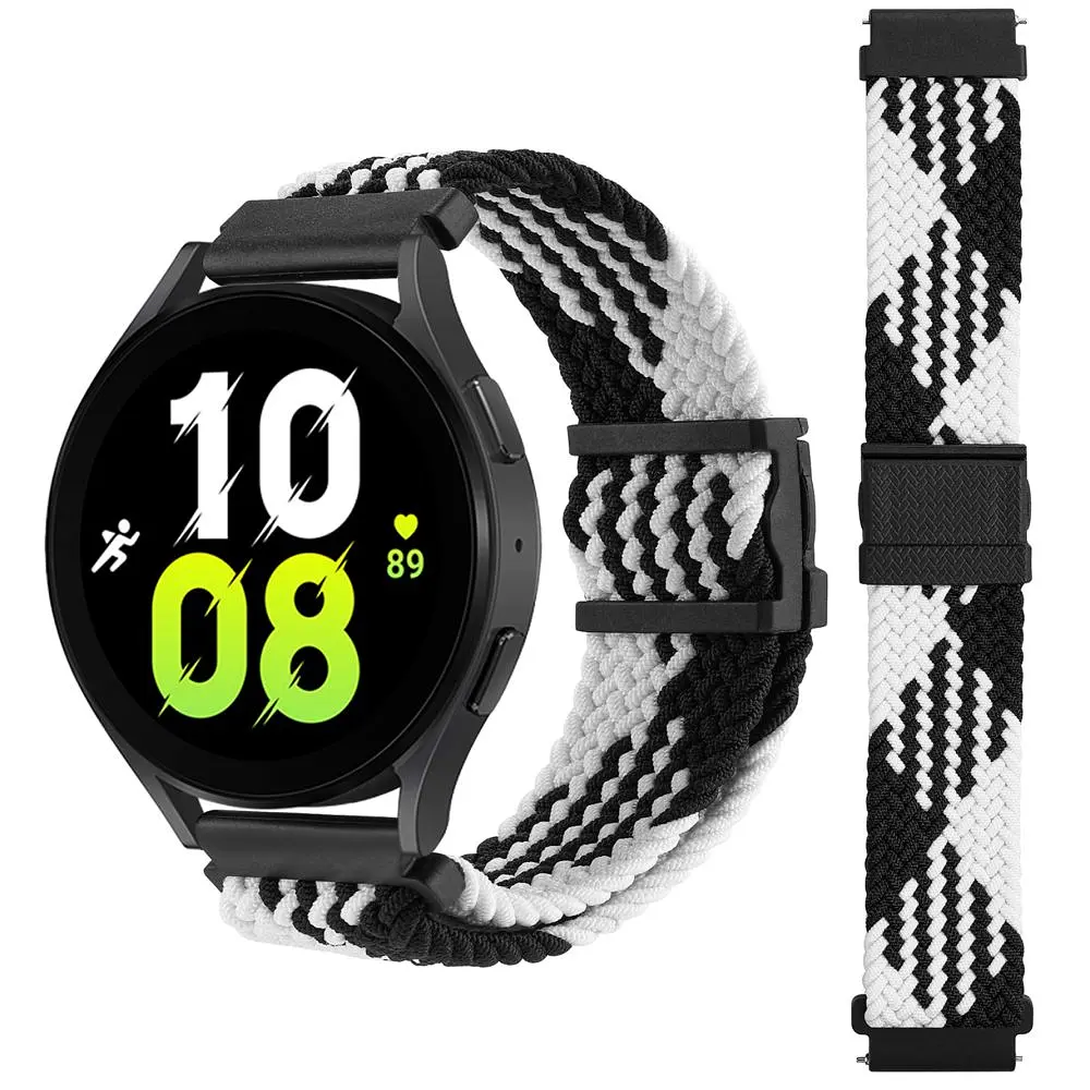 Нейлоновий ремінець Universal 20 mm Elastic Adjustment Samsung/Amazfit/Huawei Black/White - фото 3