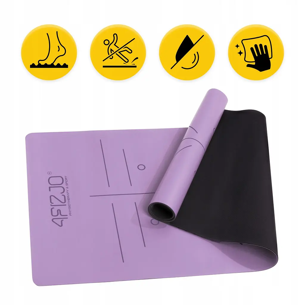 Килимок (мат) спортивний 4FIZJO PU 183 x 68 x 0.4 см для йоги та фітнесу 4FJ0589 Violet (P-5907739319548) - фото 4