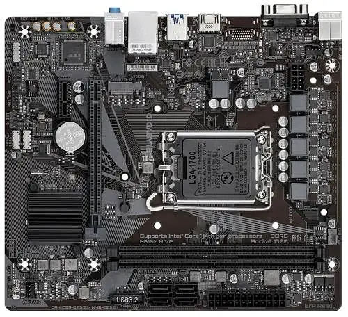 Материнская плата LGA1700, Gigabyte H610M H V2, H610, 2xDDR5, встроенная видеокарта (CPU), 4xSATA 3, 1xM.2, 1xPCI-E 4.0 x16, 1xPCI-E 3.0 x1, Realtek 7.1, Realtek GbE, 4xUSB3.2/8xUSB2.0, VGA/HDMI, MicroATX - фото 4
