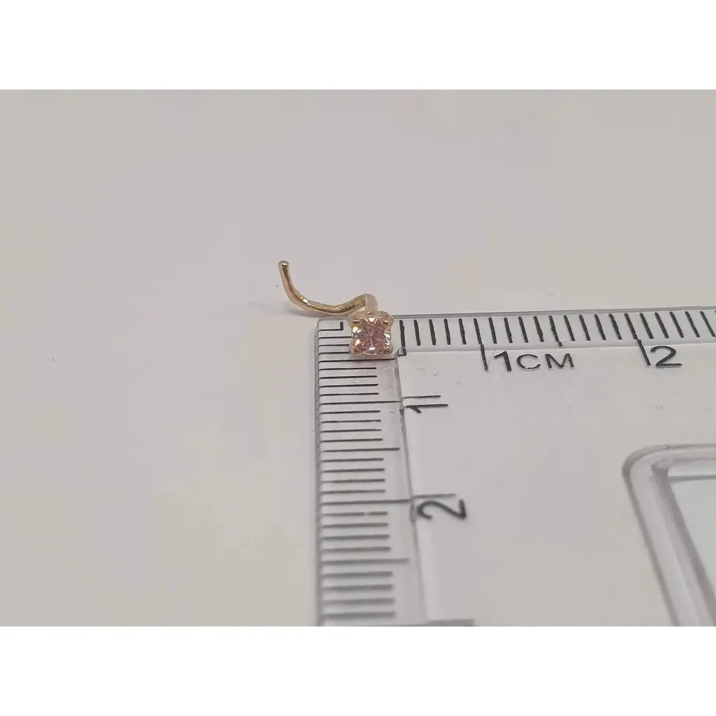 Золотая серьга-пирсинг в нос Dear с фианитом. 1017.1 Розовый (светлый) - фото 4