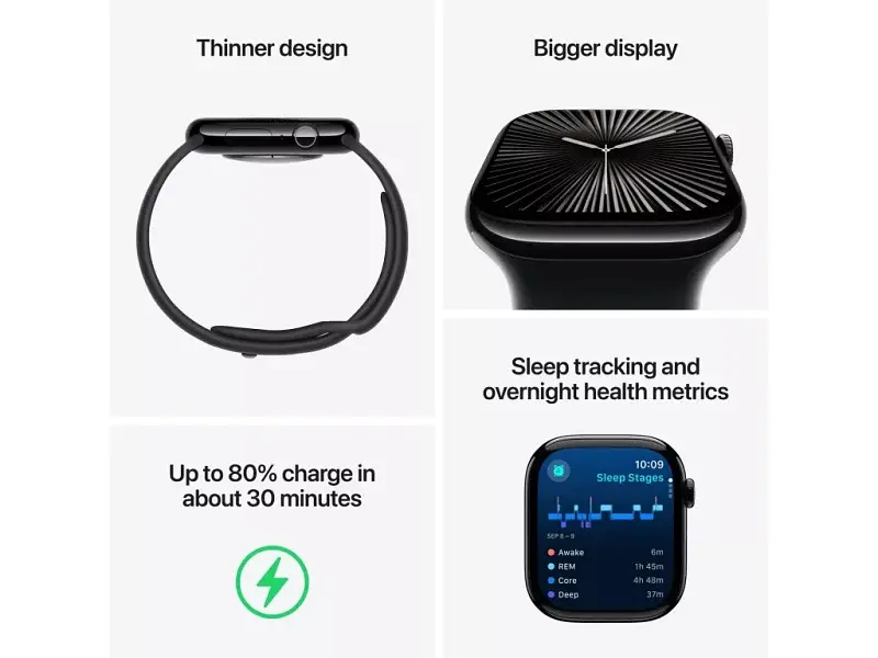 Смарт-годинник Apple Watch Series 10 GPS 46mm Jet Black Alu. Case w. Black Sport Band - XL (MWX13+MXM53) - фото 3