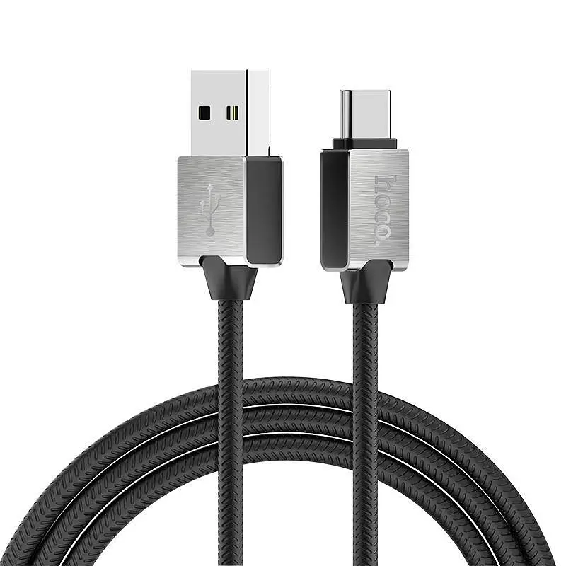USB Cable Hoco U49 Refined Steel Type-C Black 1.2m - фото 2