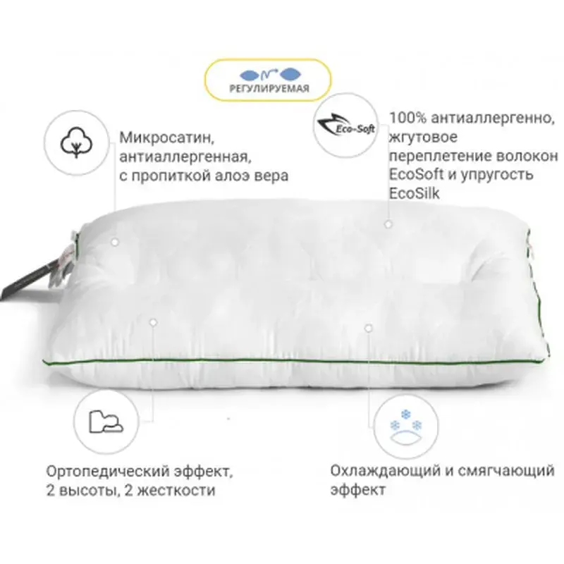 Подушка MirSon ортопедична DeLuxe Eco-Soft Aloe Vera 564 ортопедична 50х70 (2200000625151) - фото 5