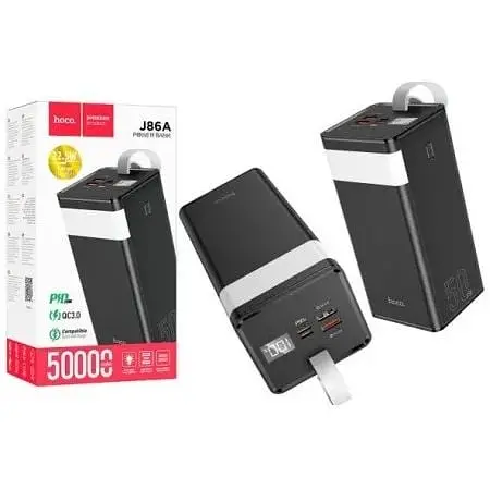 Зовнішній акумулятор Hoco Power Bank J86A 50000 mAh PD20W+QC3.0 22.5W Чорний 6931474759238 - фото 3