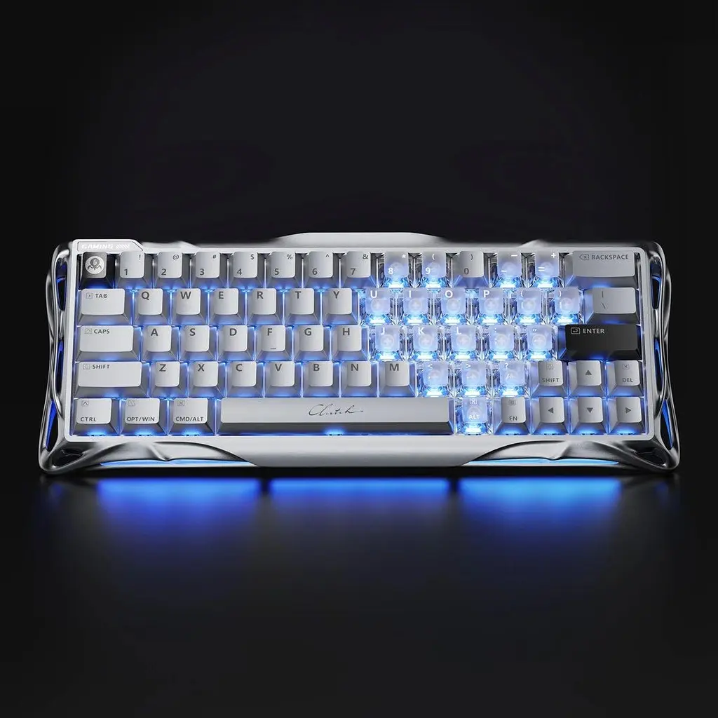 Клавиатура GravaStar Mercury V60 Pro 60 keys Blackcore 8K USB-A RGB Chrome Silver (GSV60PRO_XTAL_SLV) - фото 6