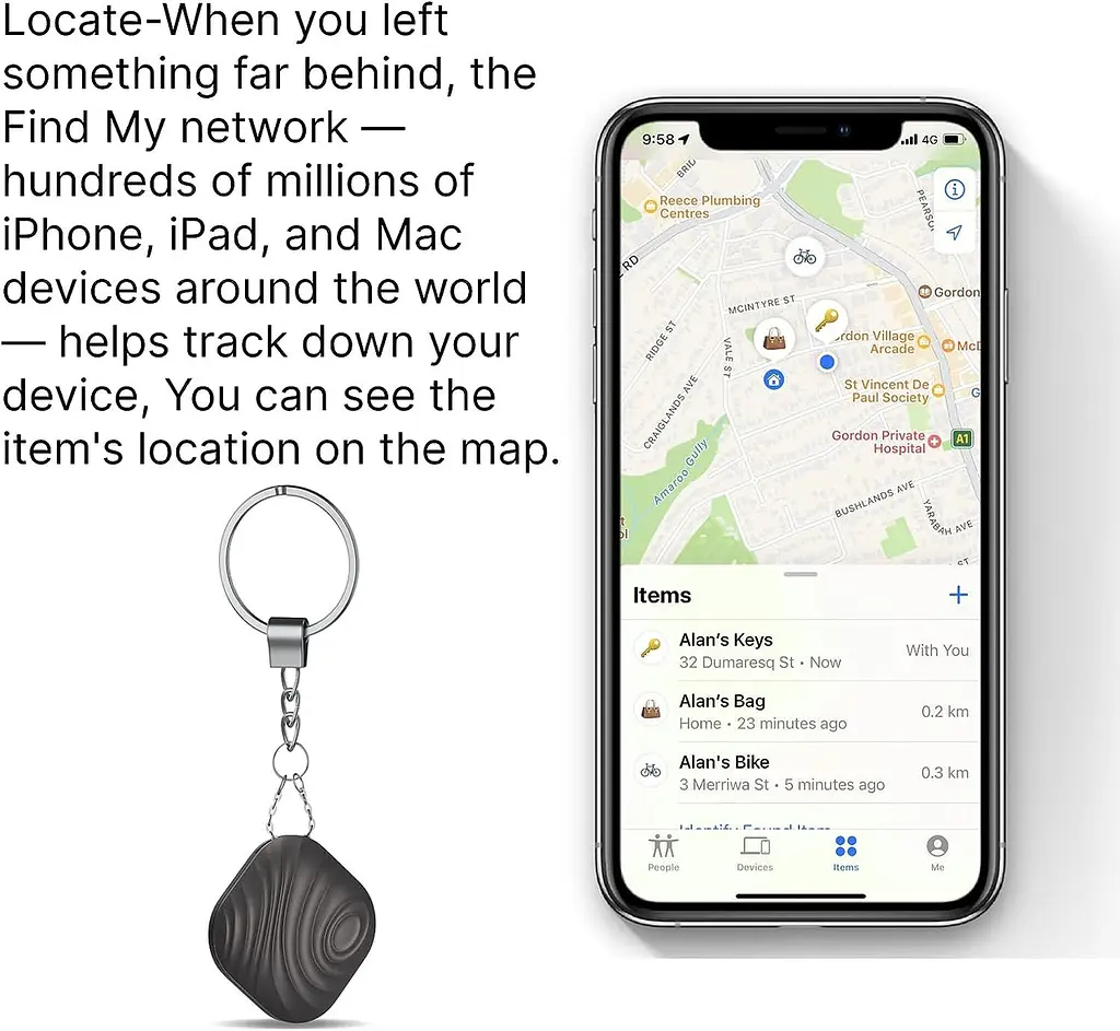 Nutale Air Key Finder Tag (тільки iOS), Bluetooth-трекер, 2 шт., чорний - фото 7