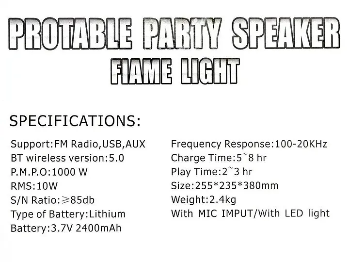 Портативна колонка UKC RX-8133 Акустична система 30Вт RGB підсвічування 2x8" 2400mAh Чорний - фото 4