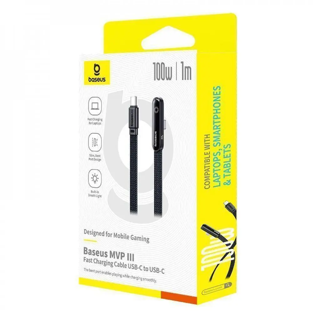 Кабель Baseus MVP 3 Fast Charging Type-C to Type-C 100W (1m) black (P10382500121-00) - фото 2