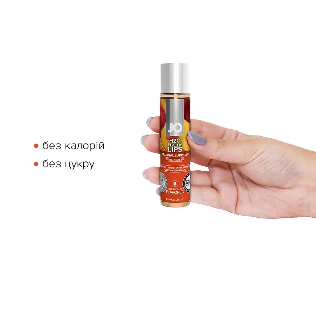 Змазка на водній основі JO H2O — Peachy Lips (30 мл) без цукру, рослинний гліцерин - фото 2