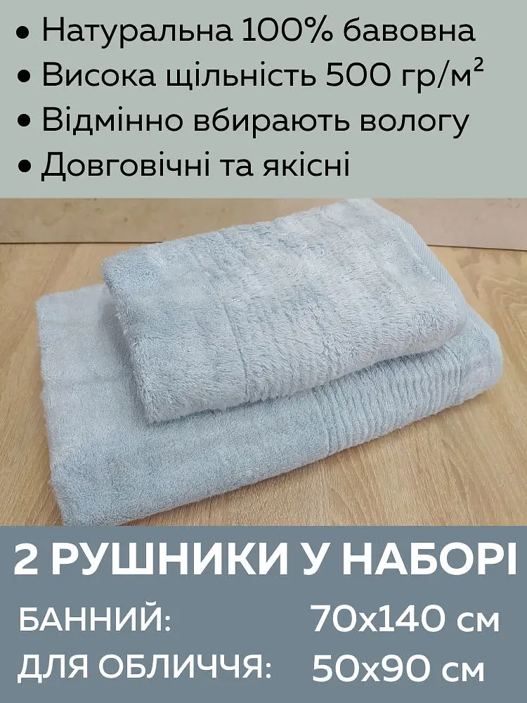 Набір турецьких бамбукових махрових рушників Cestepe 50х90+70х140 Bamboo Sarev Light Blue - фото 2