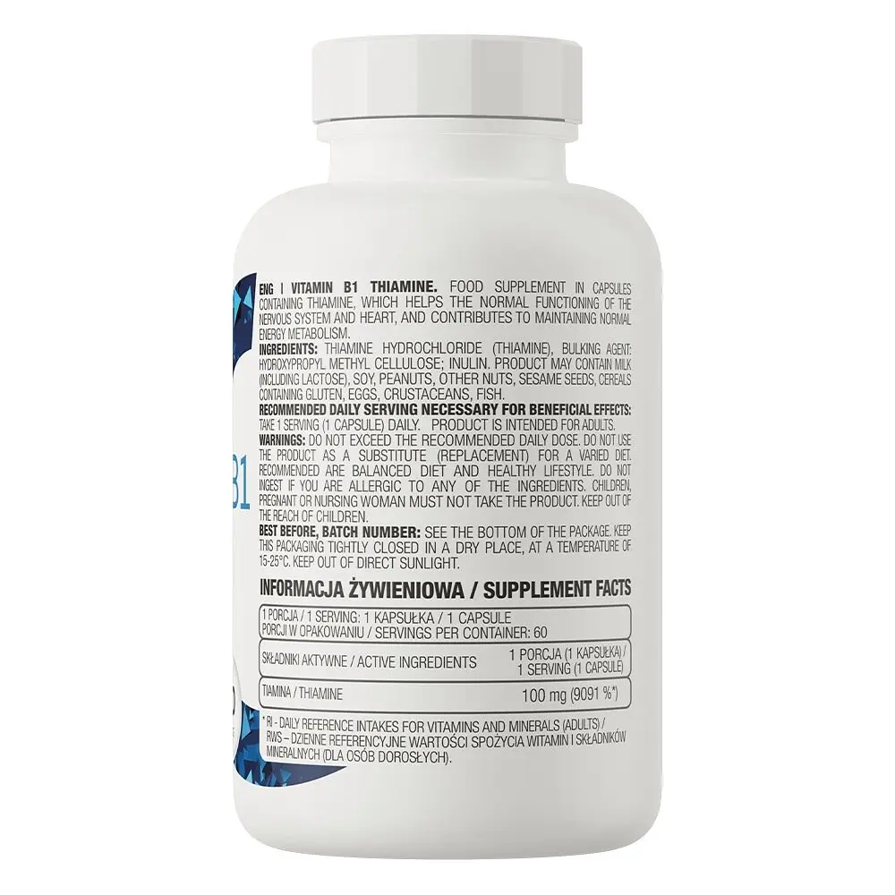 Вітамін В1 OstroVit Vitamin B1 Thiamine, 60 капсул для підтримки нервової системи та мозку - фото 2
