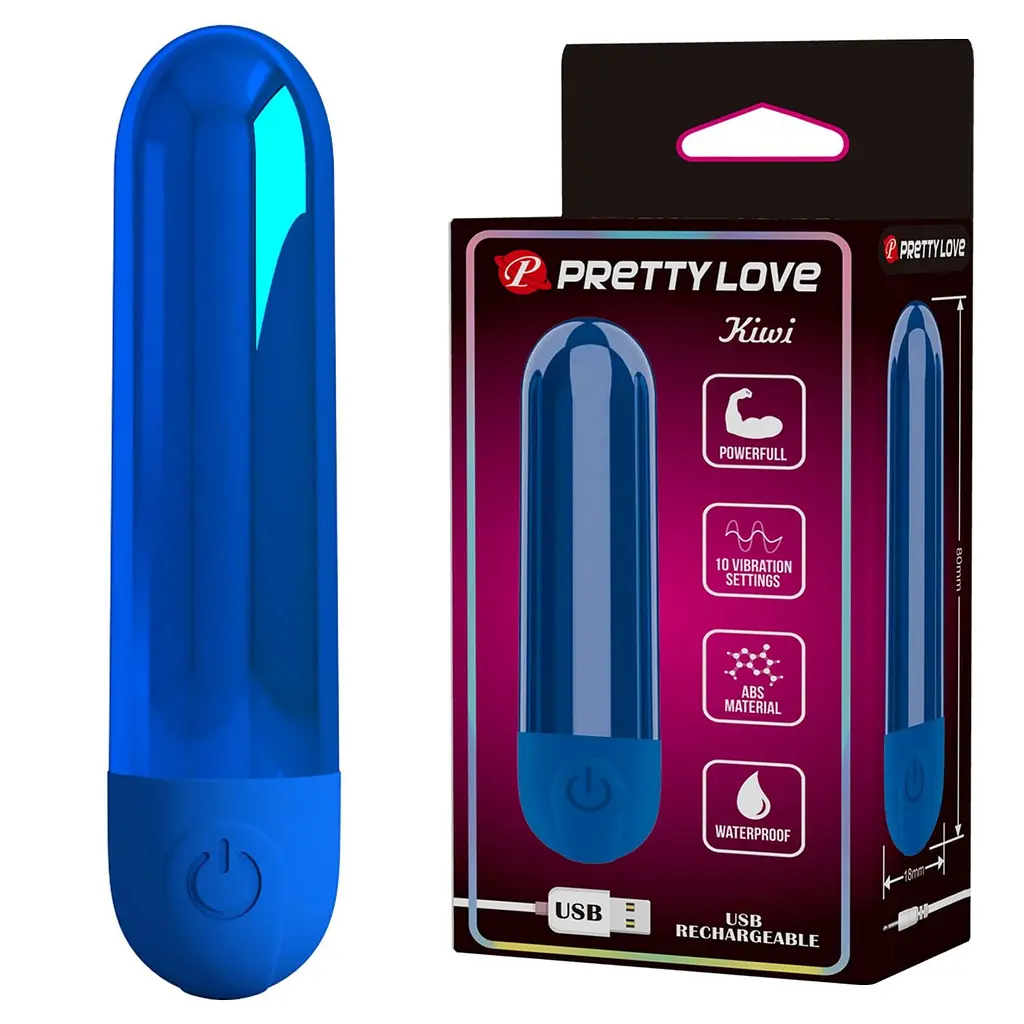 Міні-вібратор Pretty Love Kiwi Powerfull, 8 см (синій)
