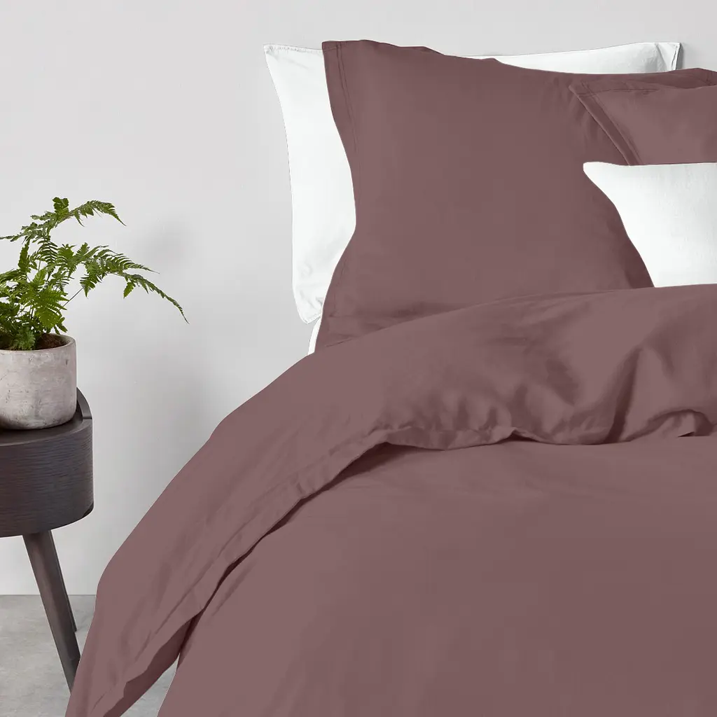 Комплект постільної білизни Cosas євро з простирадлом на резинці MOUSSE CS11 200 x 220 см (Ranfors_Chocolate_El160-White_200) - фото 2