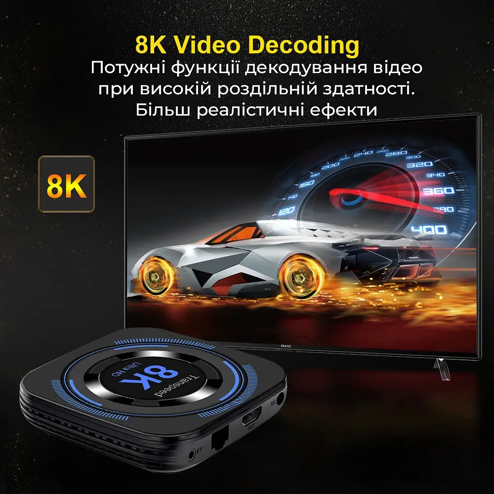 Transpeed H618 4/128Gb, Смарт ТВ приставка медіаплеєр 8K HDR Android SmartTV Box, настройка Android TV в подарок, YouTube и фильмы без рекламы - фото 12