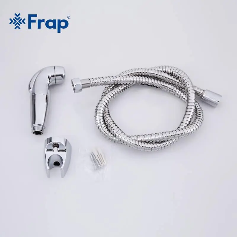 Гигиенический гарнитур Frap F27 (лейка, шланг, кронштейн), Хром - фото 5