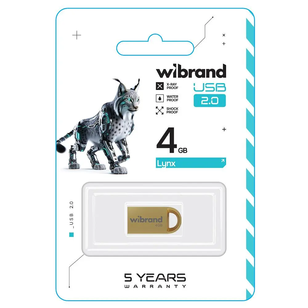 Flash Wibrand USB 2.0 Lynx 4Gb Gold - фото 2