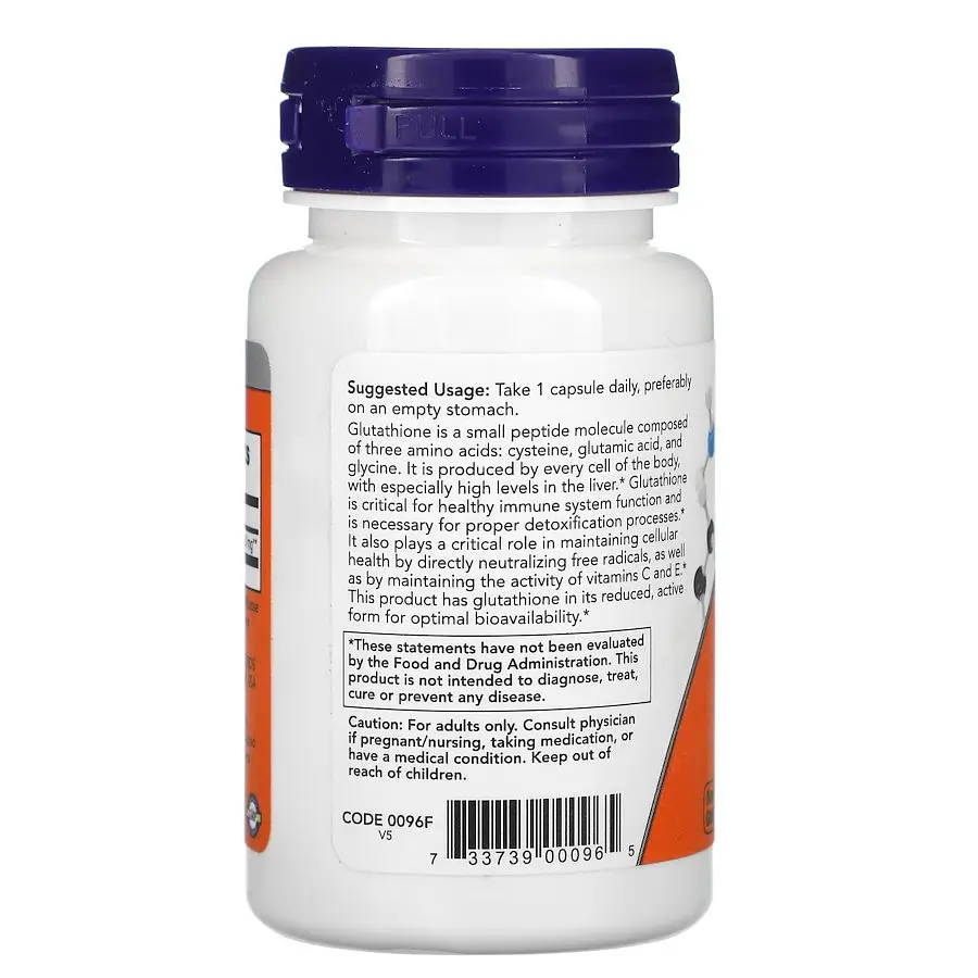 Аминокислота NOW Glutathione 250 mg, 60 вегакапсул - фото 3