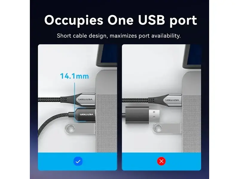 Звукова карта Vention 2 в 1 USB - AUX jack TRRS Ear DSP 0.25 м (CVEBC) - фото 7