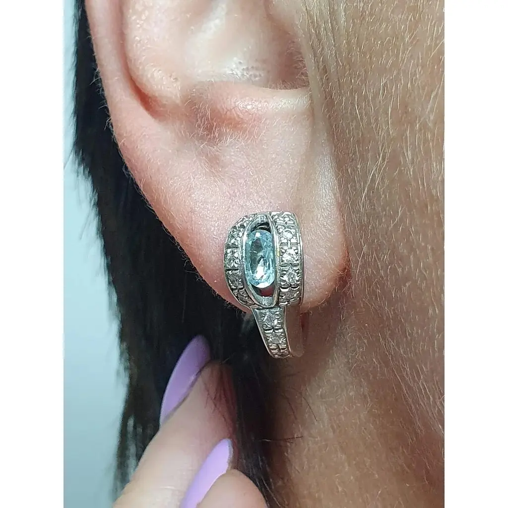 Золоті сережки ЮЗ "Багет" з діамантами та топазами. Б2235/1 - фото 3