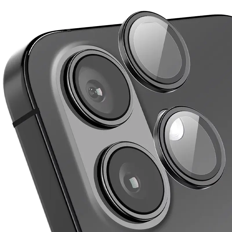 Защитное стекло Metal Classic на камеру (в упак.) для Apple iPhone 16 (6.1) / 16 Plus (6.7) Черный / Black - фото 4