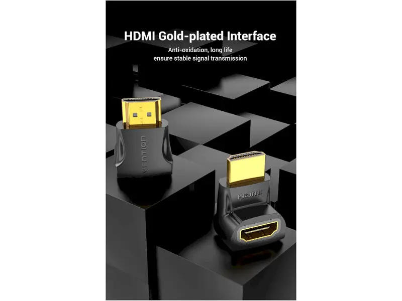 Адаптер Vention HDMI 270 Degree Male to Female Adapter HDMI Black (AINB0) - фото 3