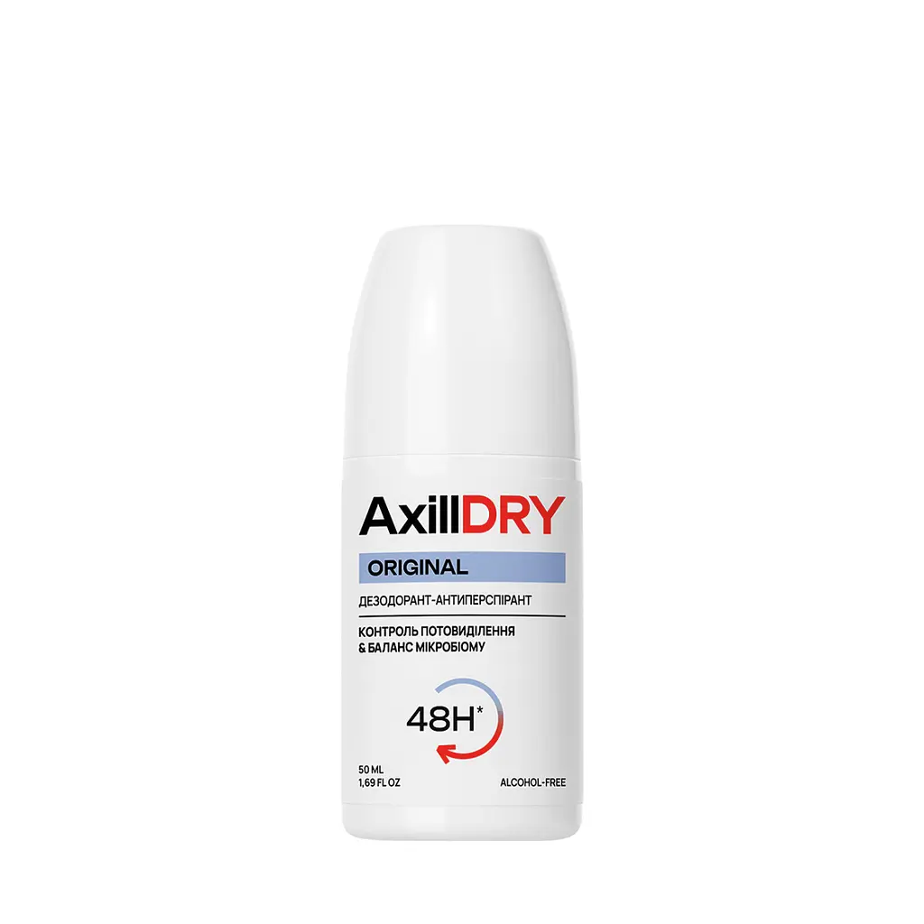 Дезодорант-антиперспірант від поту кульковий AxillDRY Original 48 годин, 50 мл