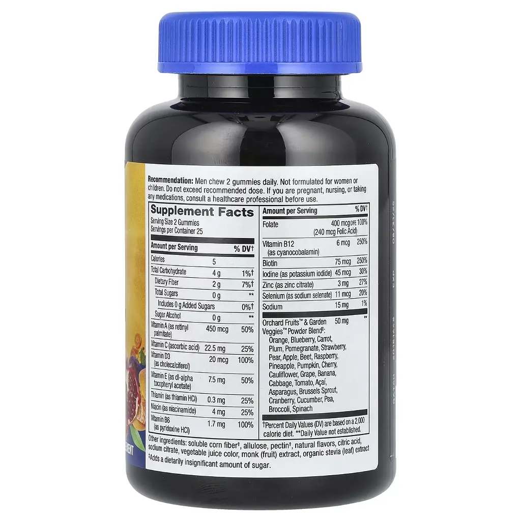 Набор: витаминно-минеральный комплекс для мужчин Nature's Way Alive! Men's Gummy Multivitamin без сахара 50 жевательных конфет + мультивитамины для женщин Nature's Way Alive! Women's Gummy Multivitamin без сахара вкус клубники 50 жевательных конфет - фото 3