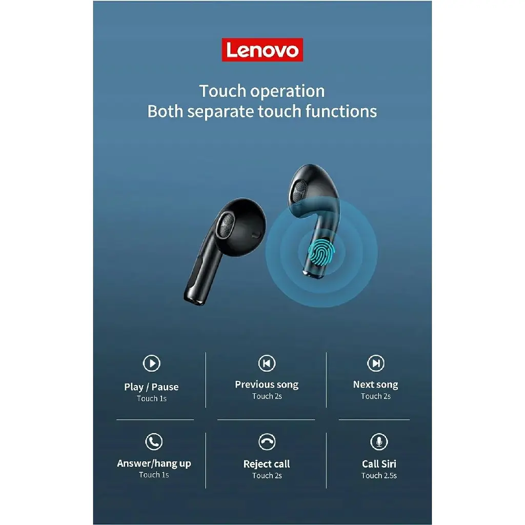 Беспроводные наушники Lenovo HT38 TWS черные - фото 4