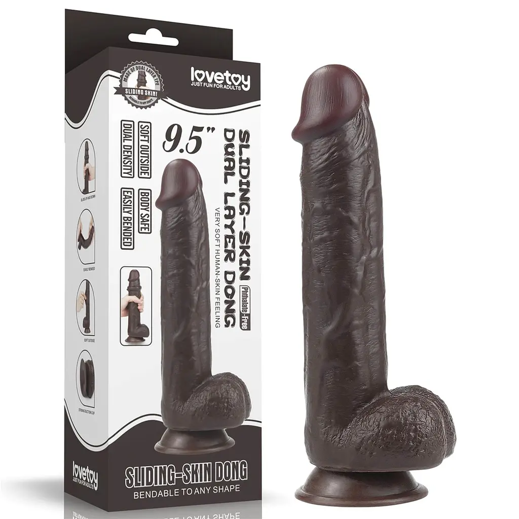 Фалоімітатор LoveToy Sliding Skin 24 см коричневий - фото 2
