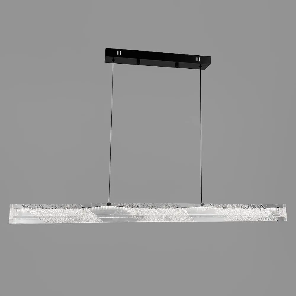Люстра с подвесным удлиненным корпусом из прозрачного рельефного акрила 100 см Line F | Ст. MJ372-L1000 BK - фото 7