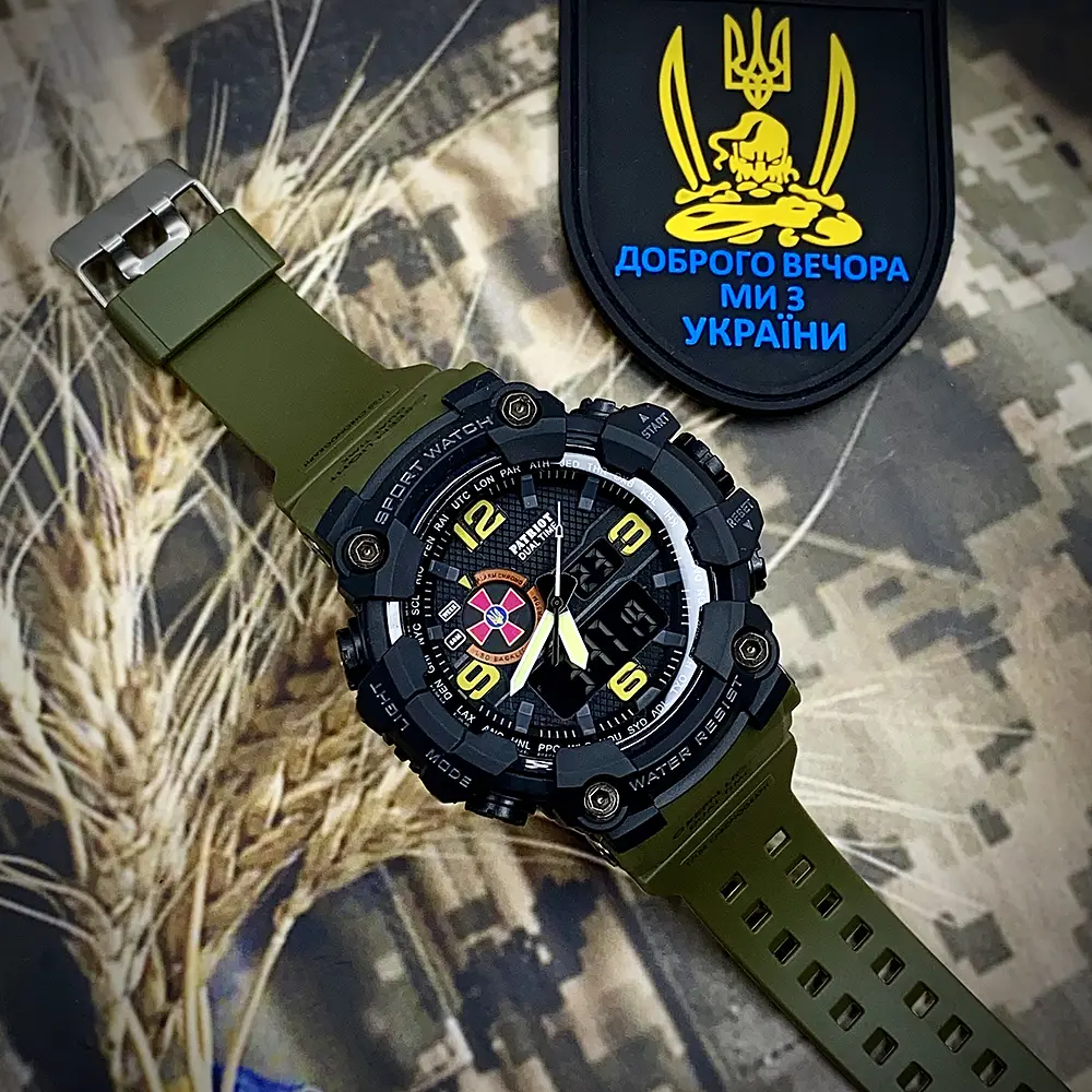 Наручные часы мужские 002AGSU ЗСУ Зеленые + Коробка Patriot acs0031075 - фото 4
