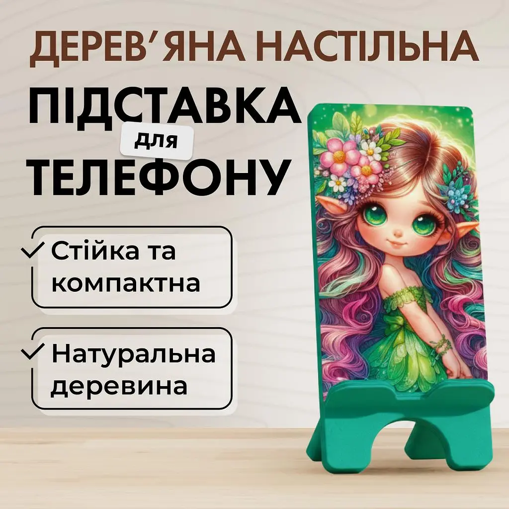 Подставка для телефона деревянная настольная Vladi Group «Лесная фея» (VG3001-05) - фото 2