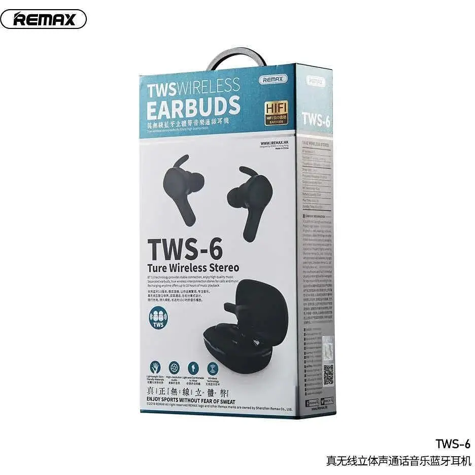 Наушники Bluetooth Remax True TWS-6 Hi-Fi |BT5.0, 4hours| - фото 3