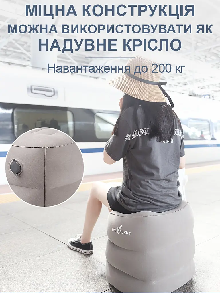 Триступенева надувна подушка для ніг TravelSky з багатофункціональним чохлом для надування та перенесення (1230-02) - фото 4