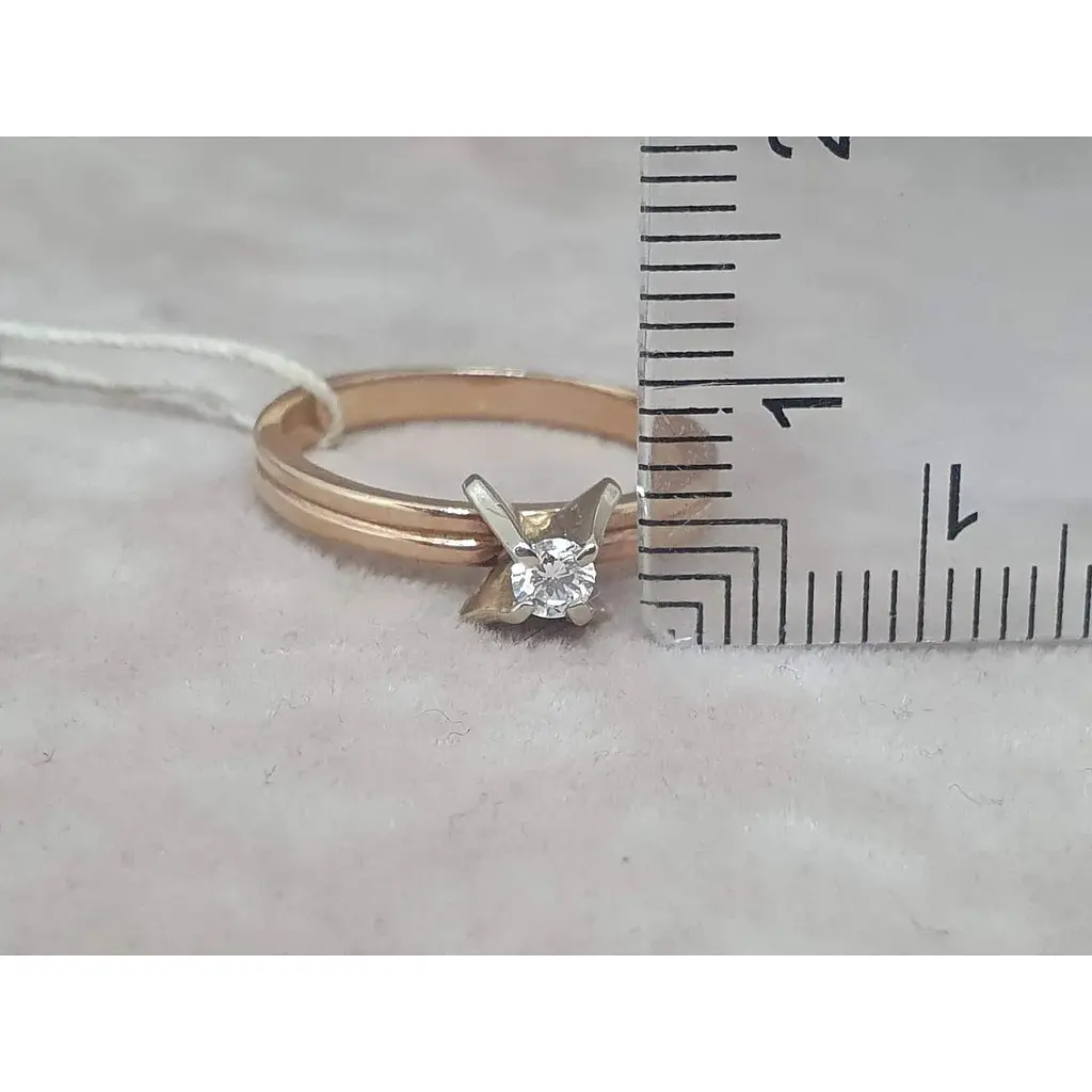 Золоте кільце ЮЗ "Багет" з діамантами. 4В420103236/14 16,5 - фото 5