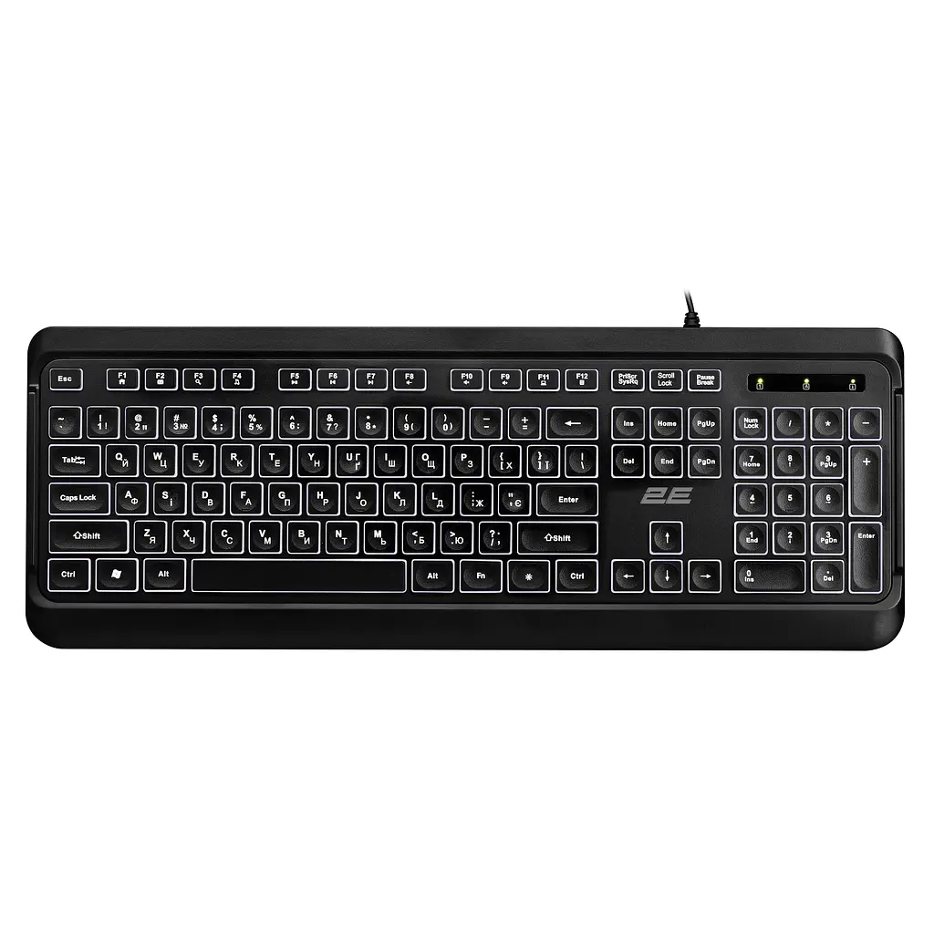Клавиатура мембранная KS120 104key, USB-A, EN/UK, White LED, черный 2E teh0013850 - фото 10