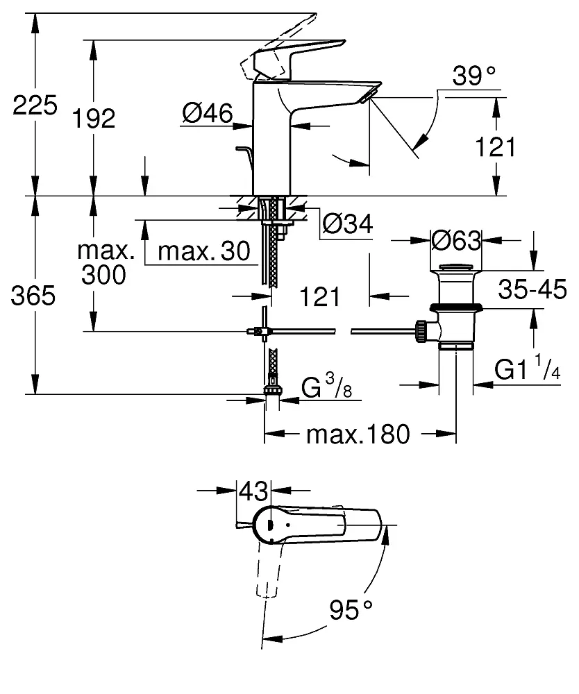 Змішувач для умивальника M-Size Grohe QuickFix Start 23552002 Хром - фото 4