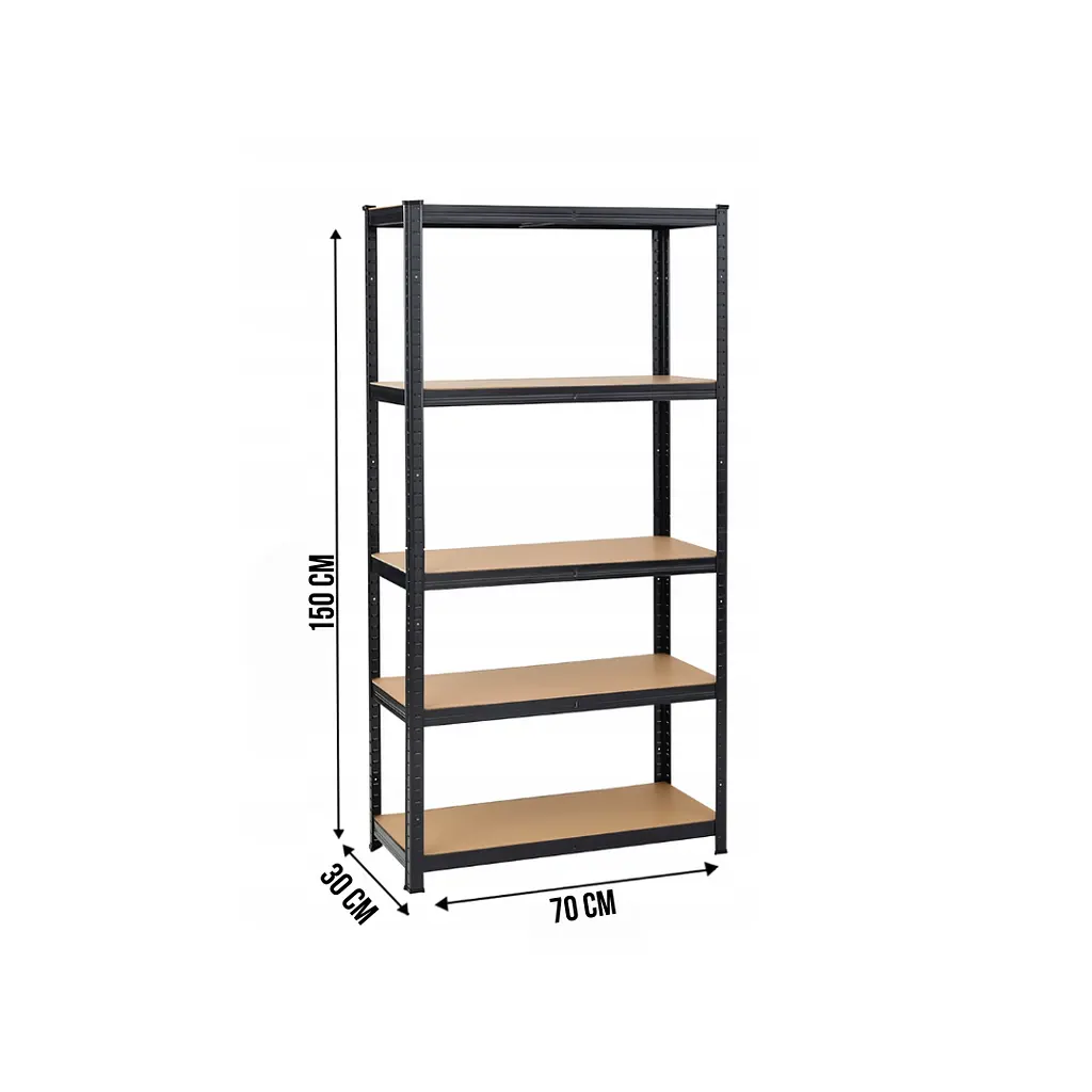 Стелаж LEOBRO Premium Black 150 х 70 х 30 см, 175кг/полиця, 5 полиць (LB-R113) - фото 2