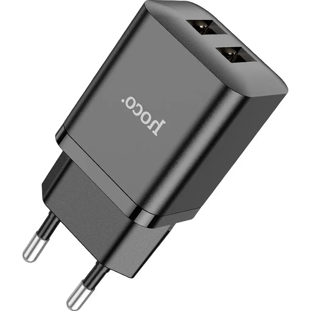 Мережевий зарядний пристрій Hoco N25 2 USB Black [93094] - фото 2