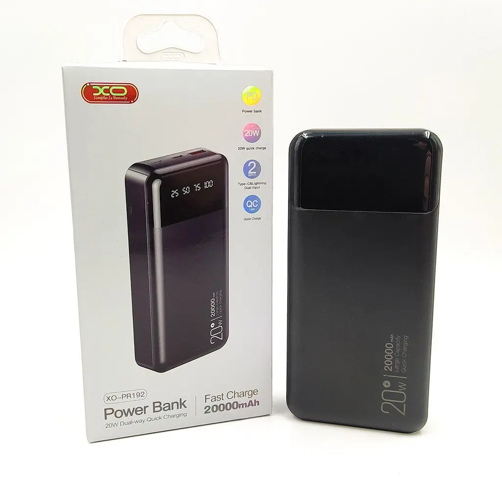 Портативная батарея аккумулятор XO PR192 20000 mAh 20W черный - фото 4