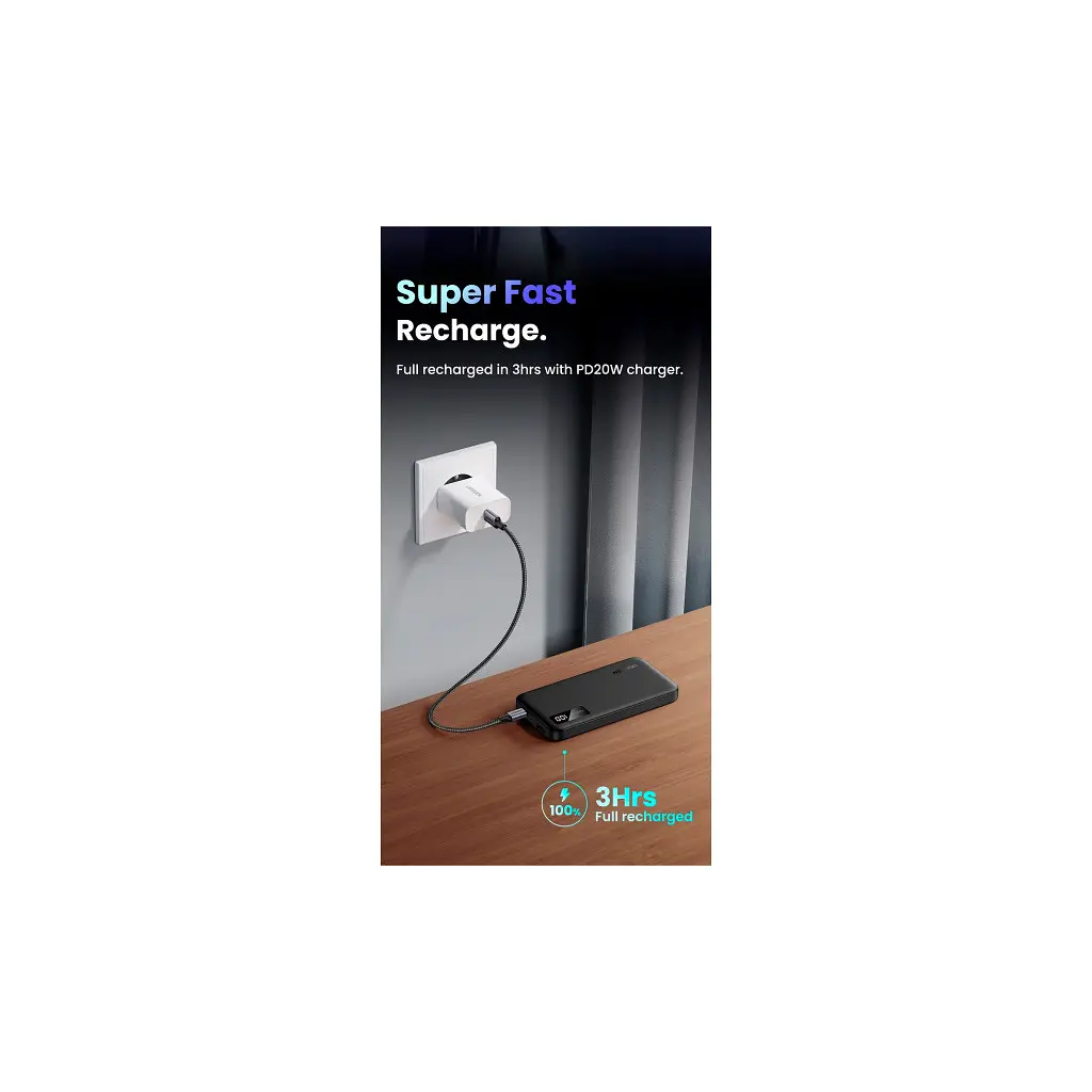 Батарея універсальна Ugreen 10000mAh 20W PD, QC/3.0, USB-A, USB-C Black (PB311) (25742) - фото 4