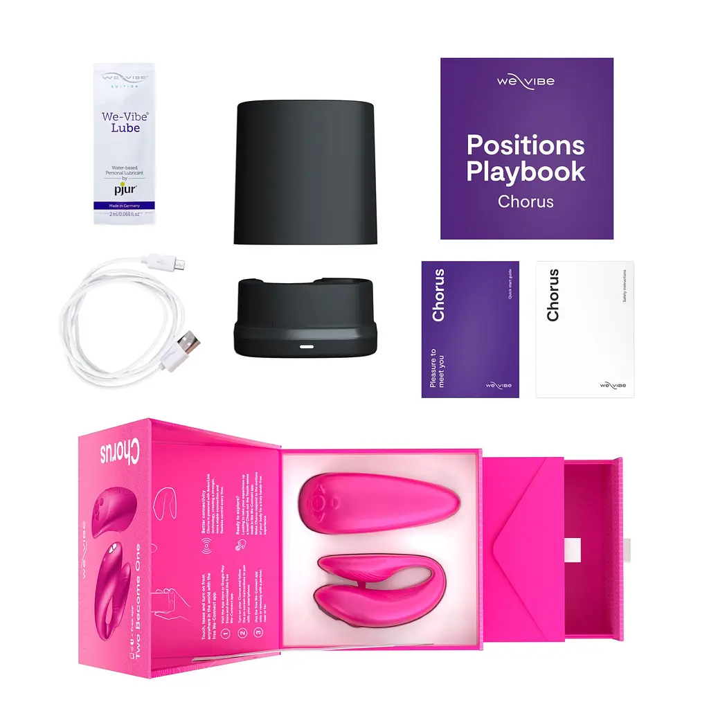 Смарт-вібратор для пар We-Vibe Chorus Cosmic Pink, сенсорне керування вібраціями стисненням пульта - фото 7