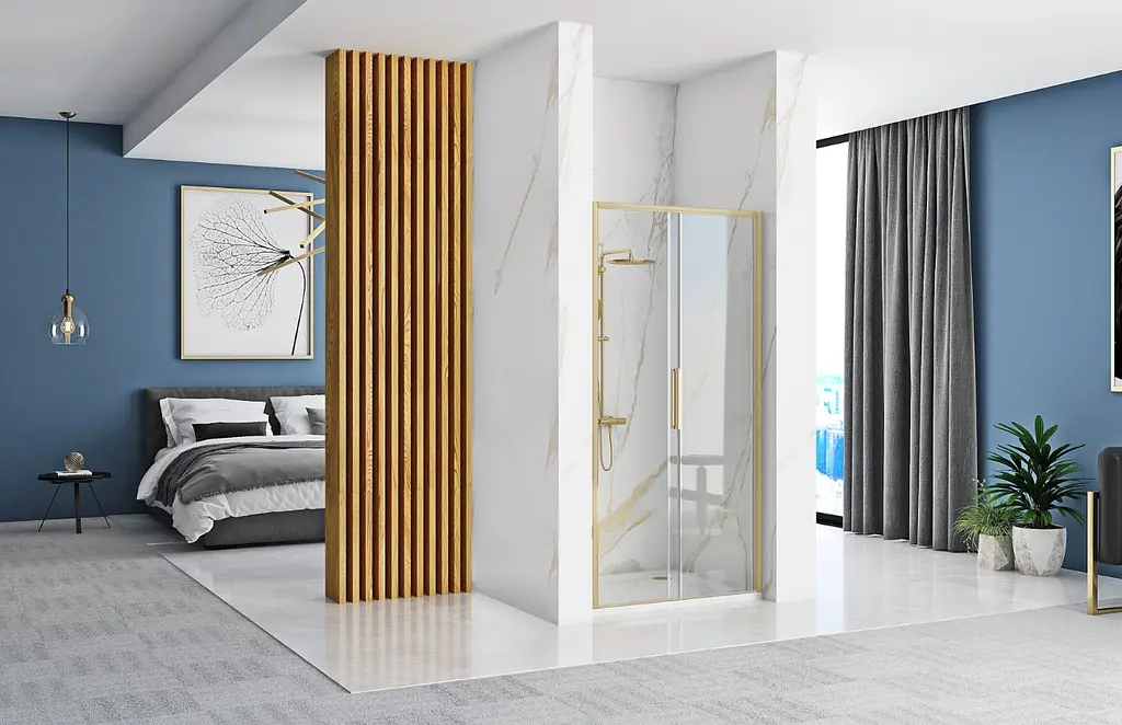 Душові двері Rea Rapid Slide 160x195 brushed gold REA-K9381 - фото 2