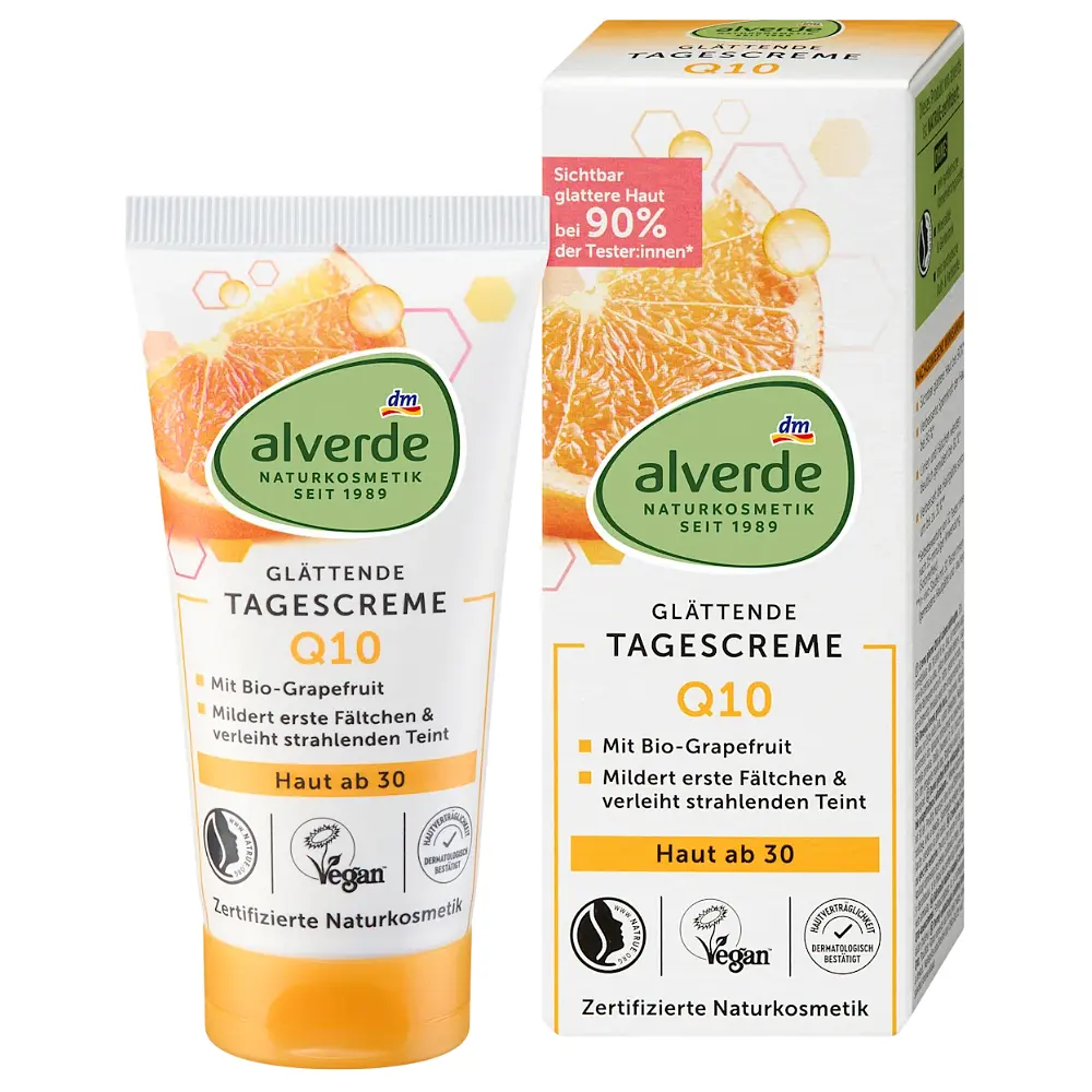 Денний крем для обличчя Alverde Naturkosmetik Q10 з органічним грейпфрутом та обліпихою 50 мл