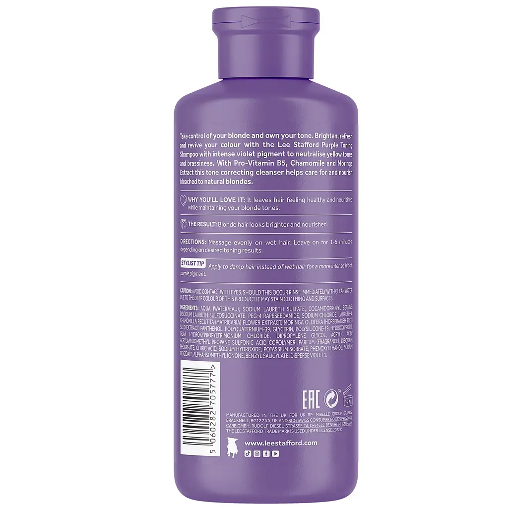Шампунь для осветленных волос Lee Stafford Bleach Blondes Purple Toning Shampoo тонирующий 250 мл - фото 2