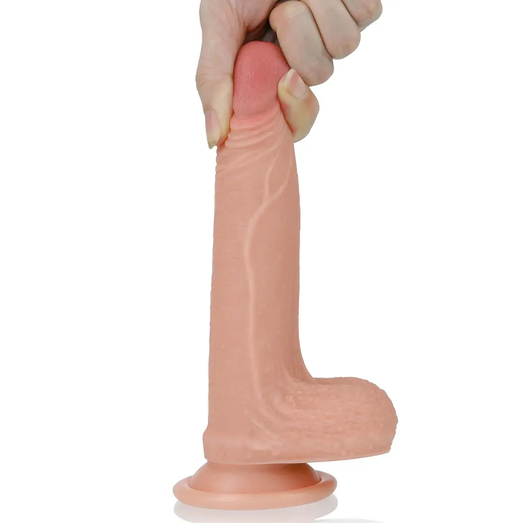 Фалоімітатор на присосці Dual-Layered Silicone Cock Flesh 18 см тілесний - фото 8