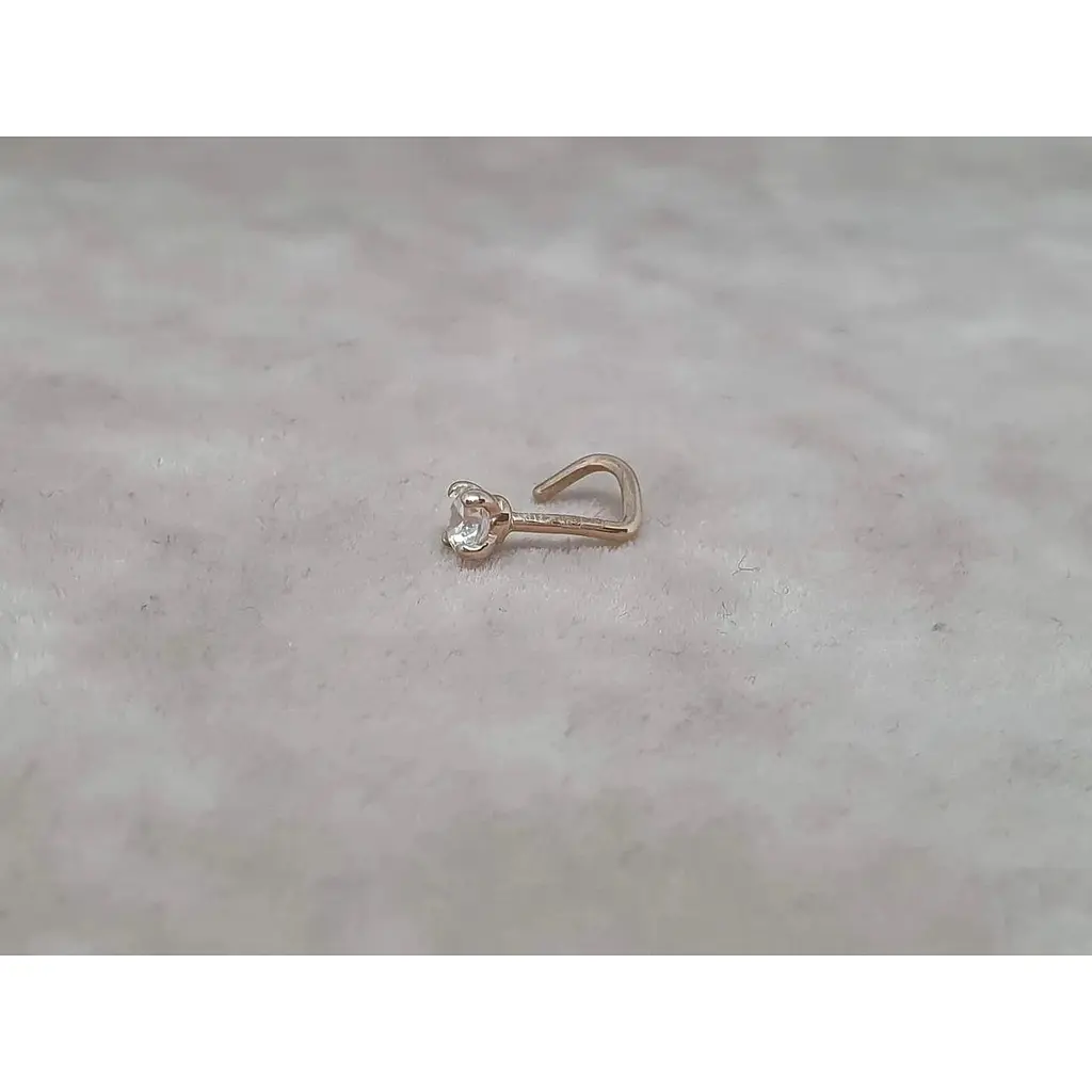 Золотая серьга-пирсинг Favoritum в нос с фианитом. 311132 - фото 2