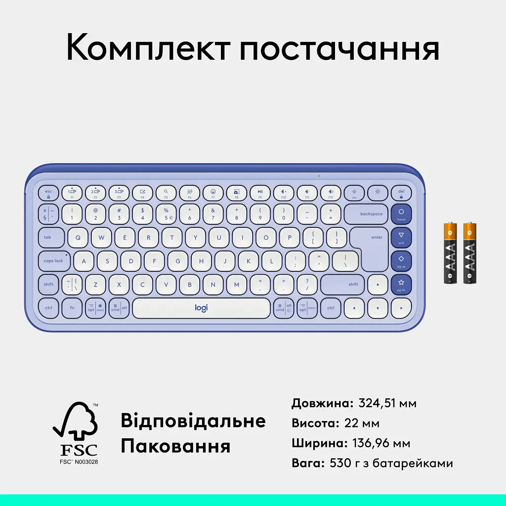Клавіатура Logitech POP Icon Keys Bluetooth UA Lilac (920-013074) - фото 10