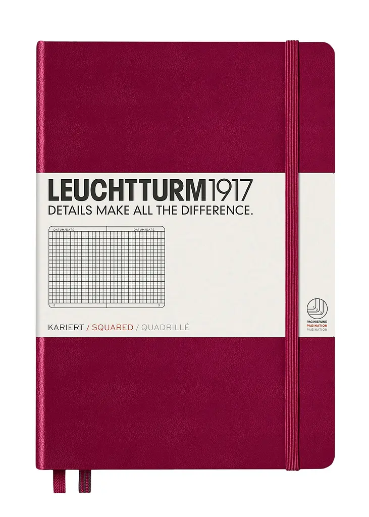 Блокнот Leuchtturm1917 Середній, винний, клітинка (359694)